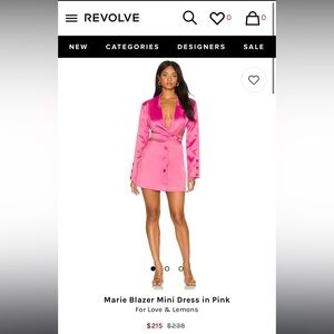 For Love and Lemons Pink Blazer Dress